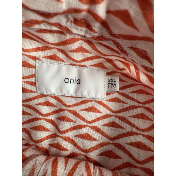 Onia Mens XXL Geometric Print Short Sleeve Button Down Shirt Resort Summer - Picture 2 of 7